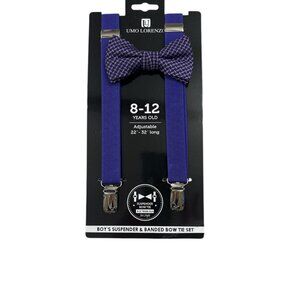 Bow Tie and Suspender Set - Boys SZ- 8-12 Years - NWT - Purple & Black